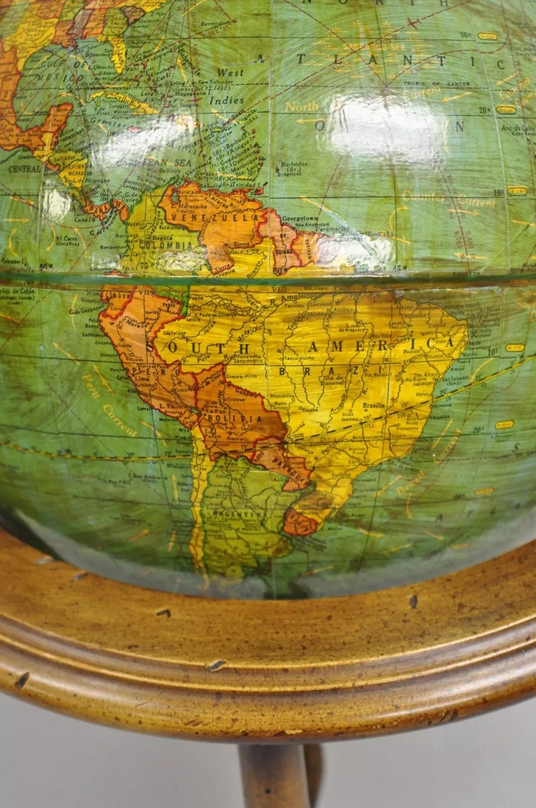 Petit globe de table vintage de style provincial français George F Cram en vente 5