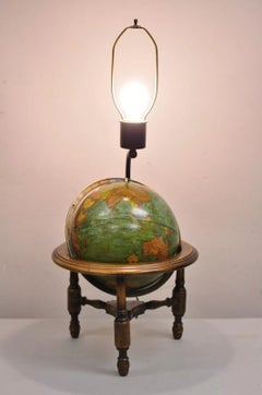 Vintage George F Cram French Country Provincial Small Globe Table Lamp