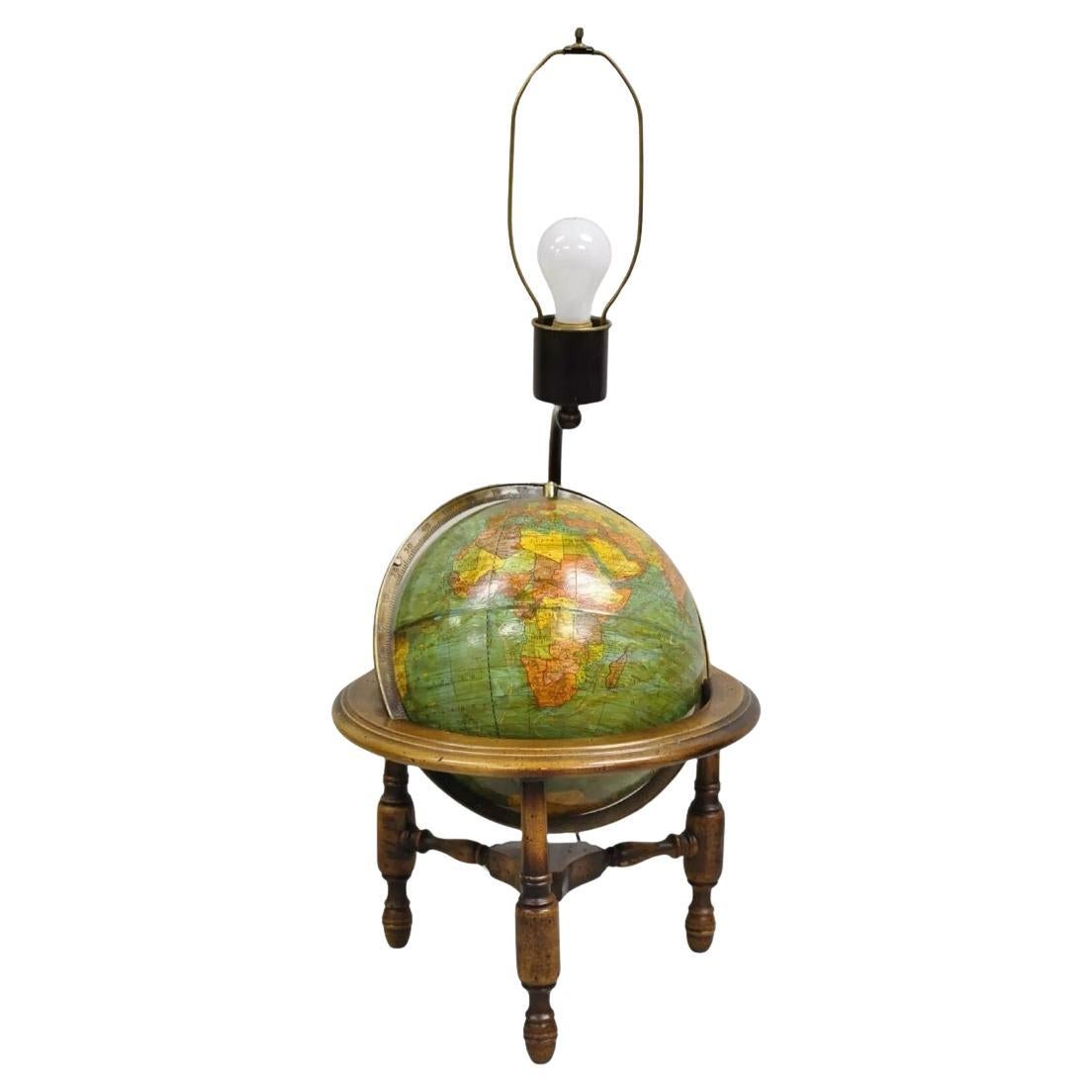 Vintage George F Cram French Country Provincial Small Globe Table Lamp
