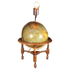 Vintage George F Cram Table Desk Lamp Terrestrial 10.5" World Globe on Stand