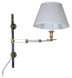 Vintage George Hansen Brass Swing Arm 2 Light Candlestick Wall Sconce Lamps