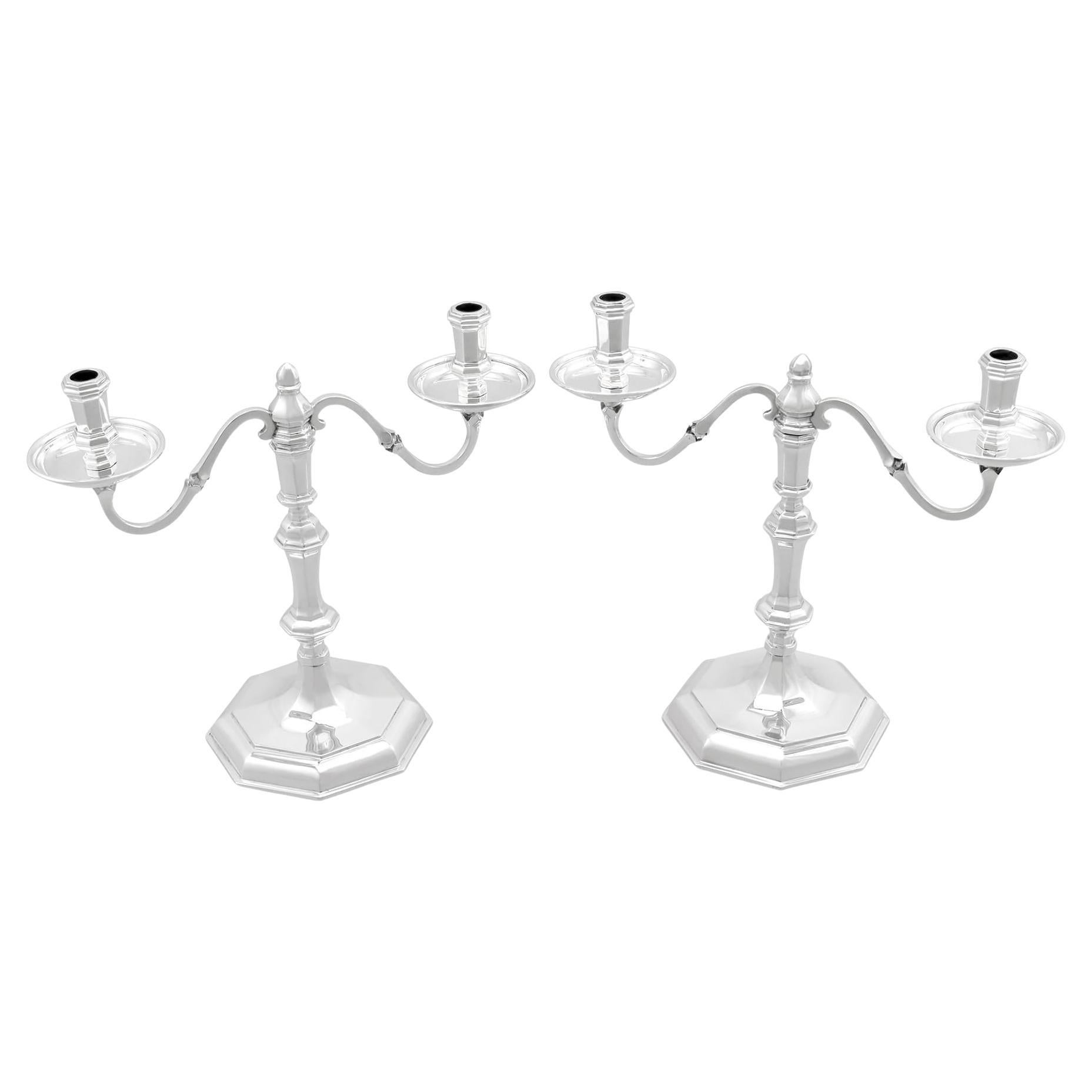 Vintage George I Style Sterling Silver Two Light Candelabra (1968)