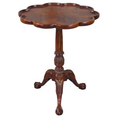 Retro George III Chippendale Style Mahogany Pie Crust Side Table Ball Claw