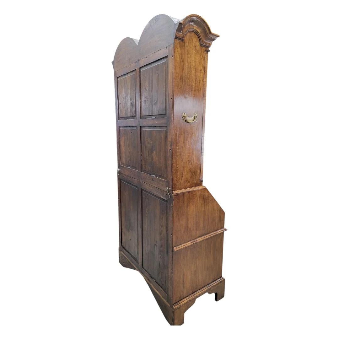 Vintage George Iii Style Burton-Ching Burl Walnut Secretary Desk Bookcase In Good Condition For Sale In Chicago, IL
