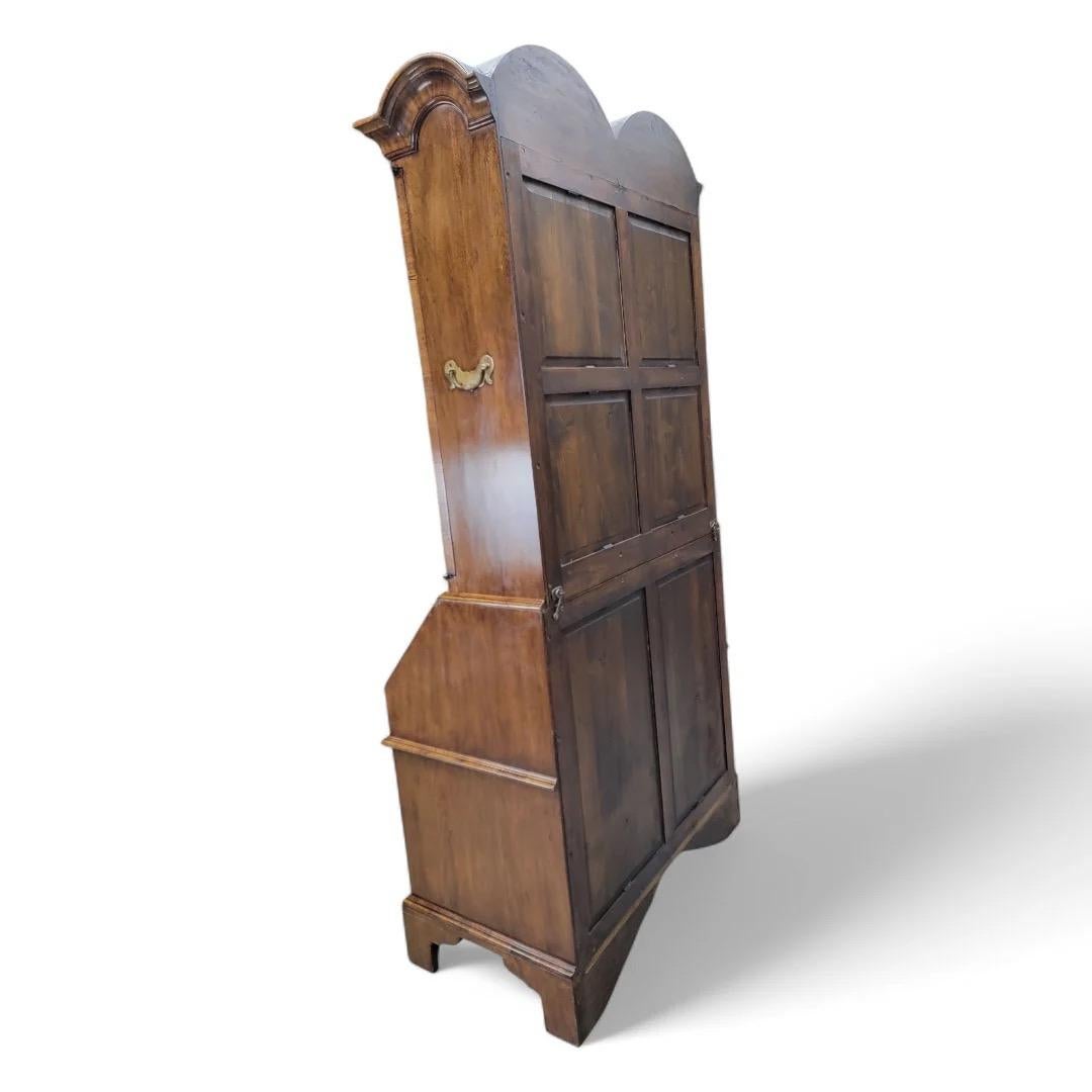 20th Century Vintage George Iii Style Burton-Ching Burl Walnut Secretary Desk Bookcase For Sale