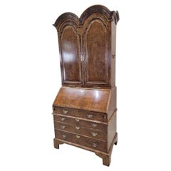 Vintage George Iii Style Burton-Ching Burl Walnut Secretary Desk Bookcase