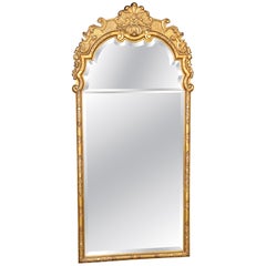 Vintage George III Style Carved Gold Gilt Beveled Glass Mirror C. 1950's