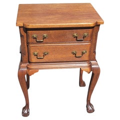 Vintage George III Style Genuine Mahogany Two Drawer Side Table, circa 1940s
