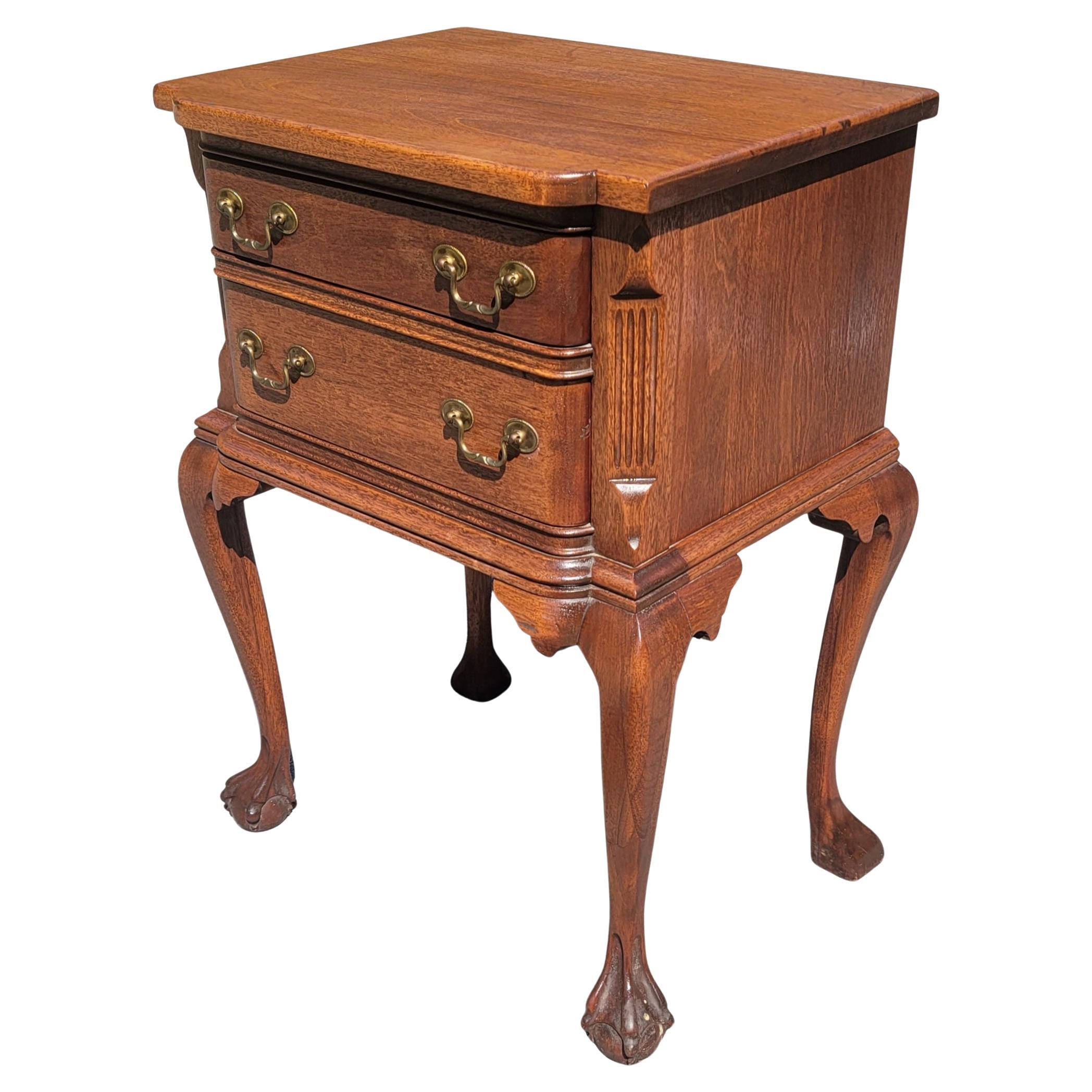 American Vintage George III Style Genuine Mahogany Two Drawer Side Table, circa 1940s  For Sale