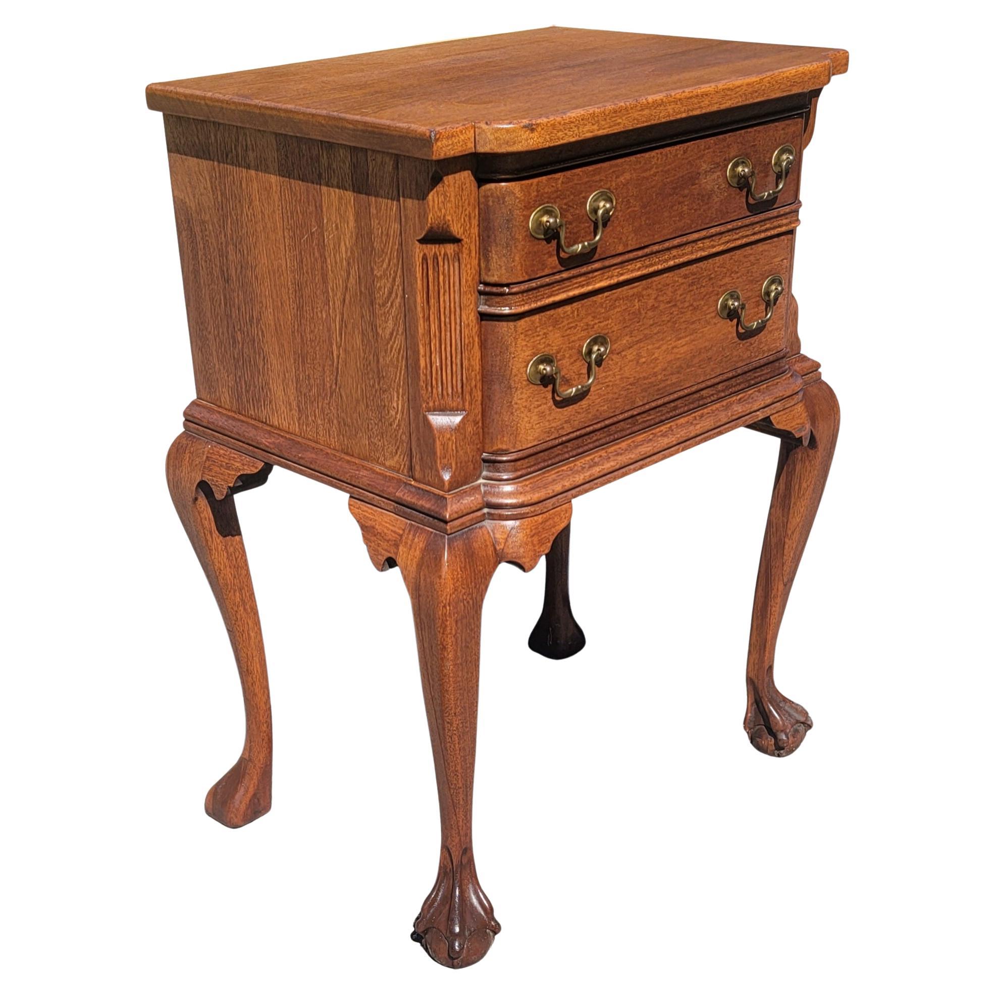 Woodwork Vintage George III Style Genuine Mahogany Two Drawer Side Table, circa 1940s  For Sale