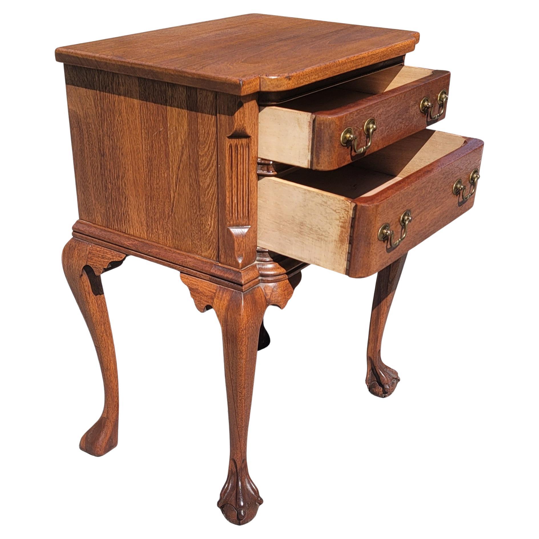 20th Century Vintage George III Style Genuine Mahogany Two Drawer Side Table, circa 1940s  For Sale