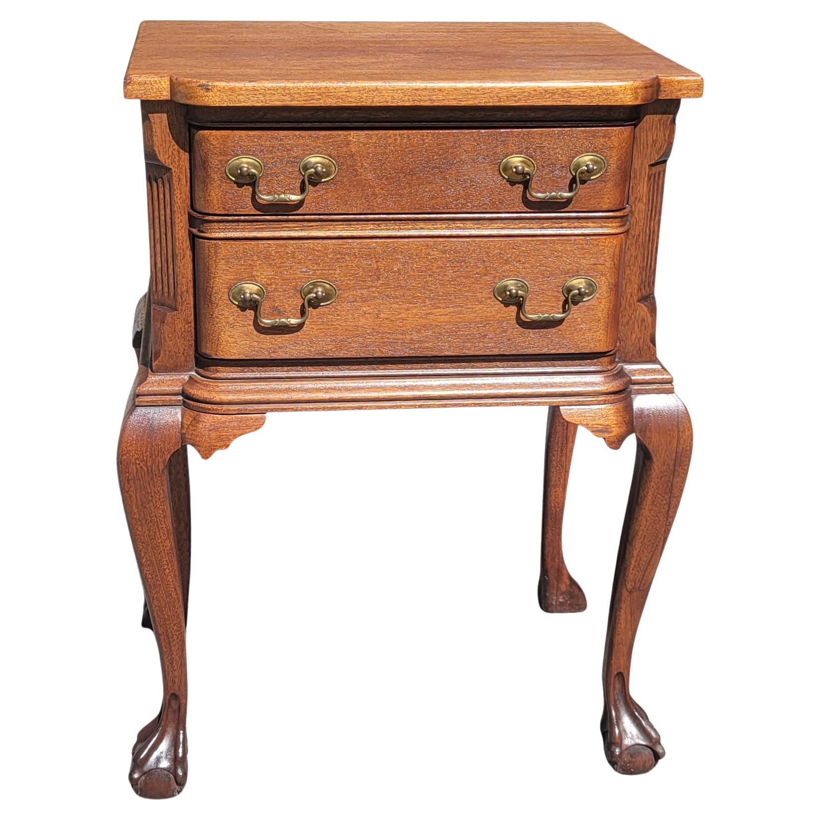 Vintage George III Style Genuine Mahogany Two Drawer Side Table, circa 1940s  For Sale