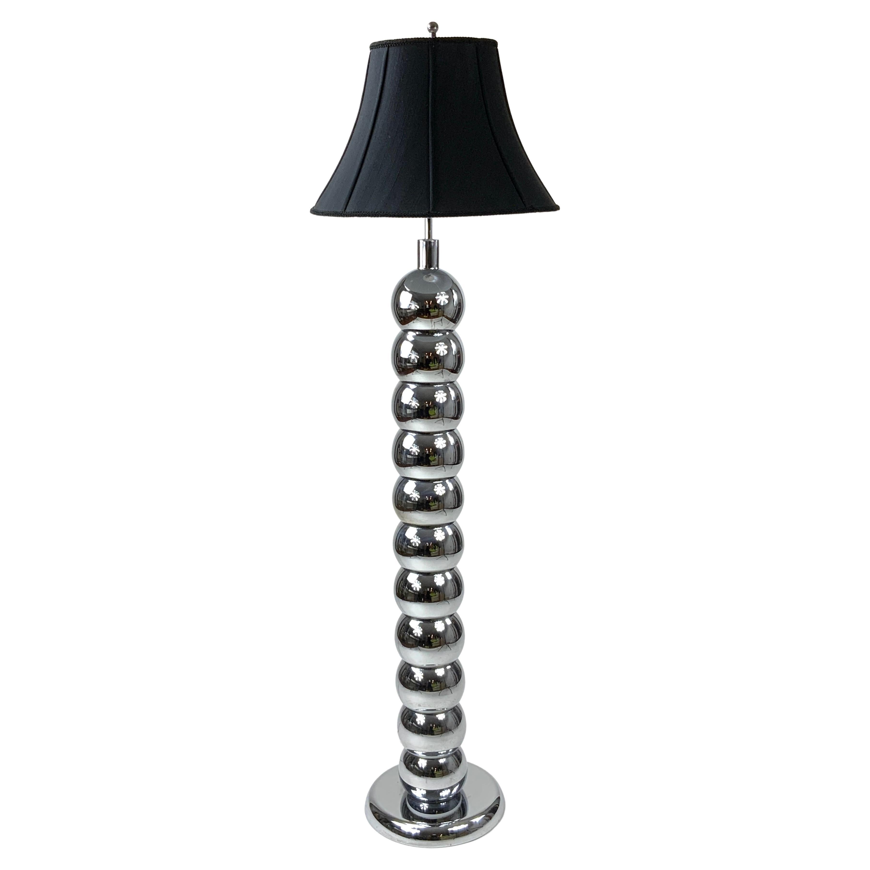 Vintage George Kovacs Stacked Chrome Ball Floor Lamp, 1970’s For Sale