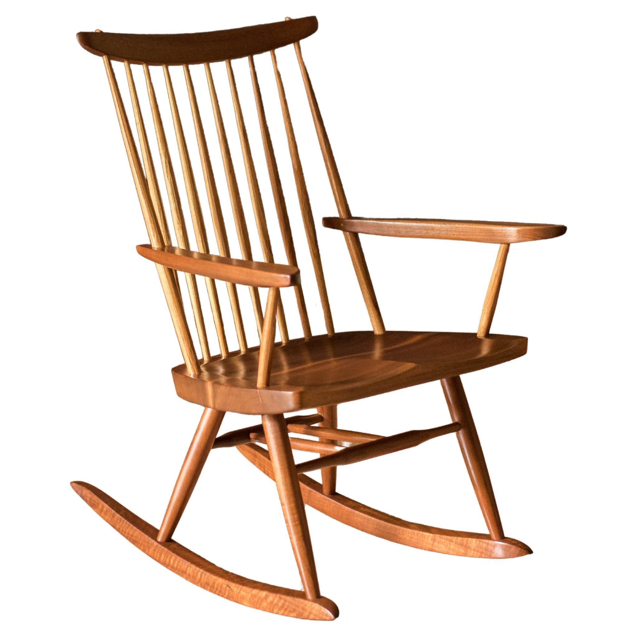 Vintage George Nakashima Solid Walnut New Lounge Chair Rocker with Arms