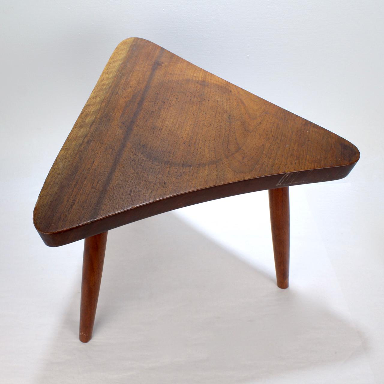 Mid-Century Modern Vintage George Nakashima Walnut Plank Stool 'or Small Side Table'