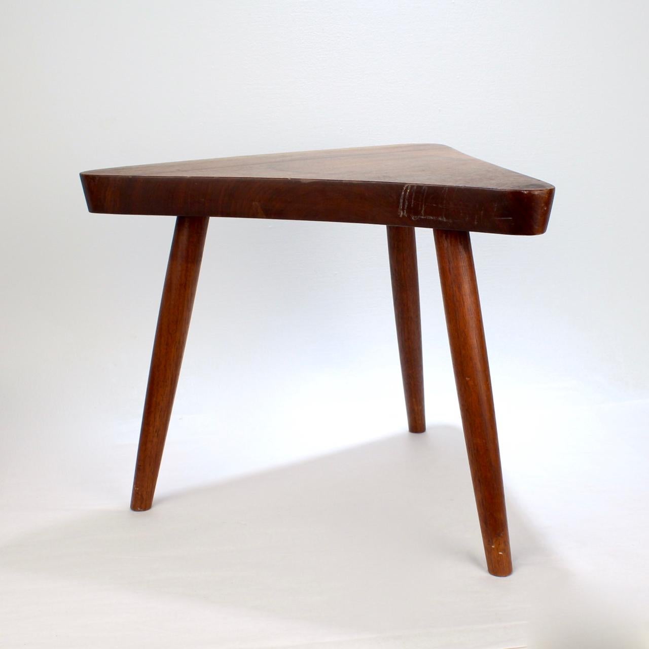 Vintage George Nakashima Walnut Plank Stool 'or Small Side Table' In Good Condition In Philadelphia, PA