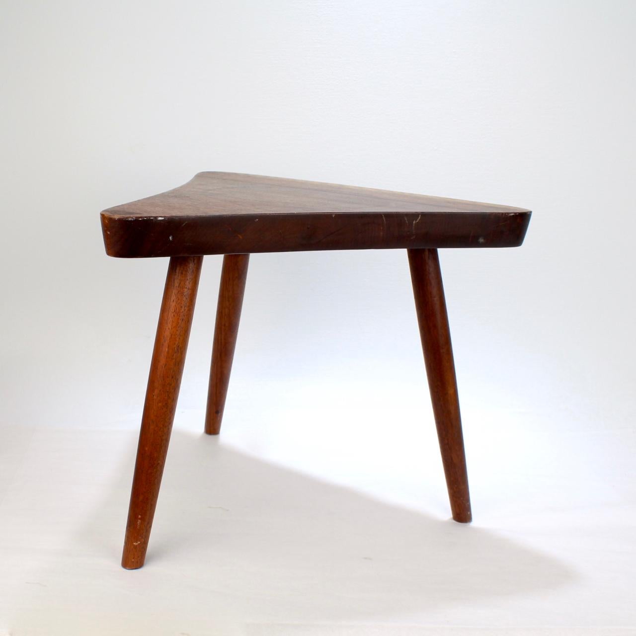 20th Century Vintage George Nakashima Walnut Plank Stool 'or Small Side Table'