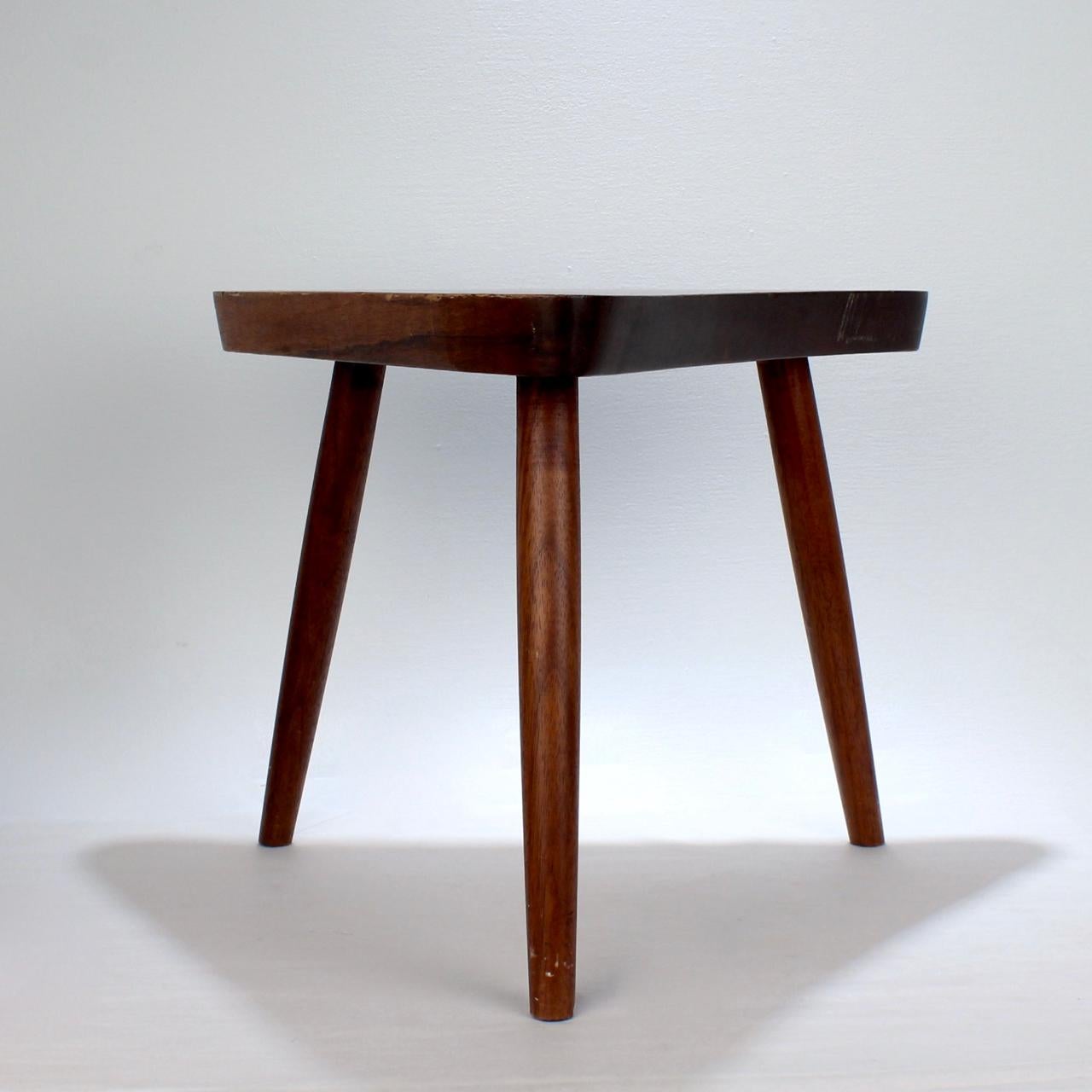 Vintage George Nakashima Walnut Plank Stool 'or Small Side Table' 1