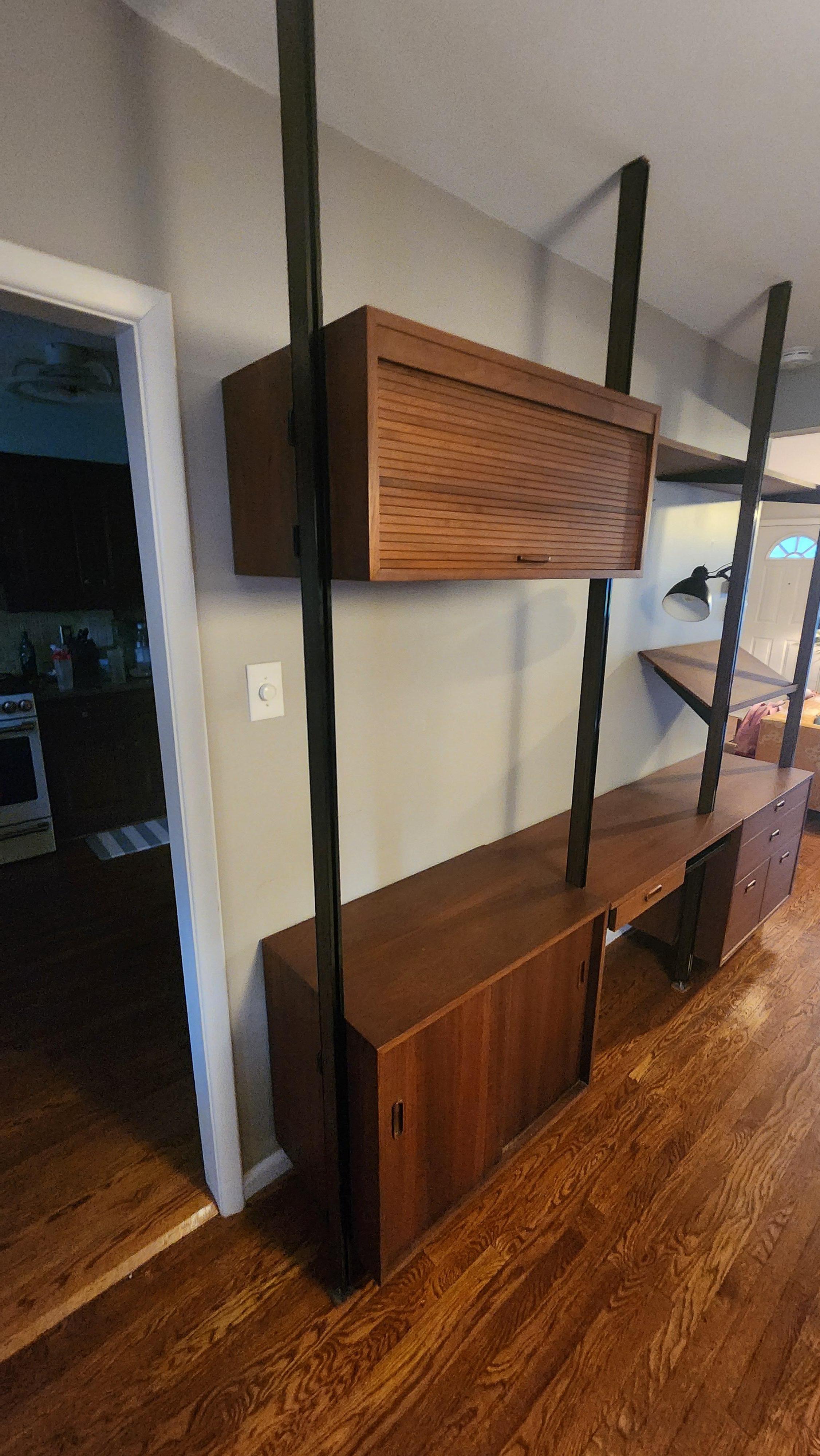 Aluminum Vintage George Nelson 3 Bay Walnut Omni Wall Unit