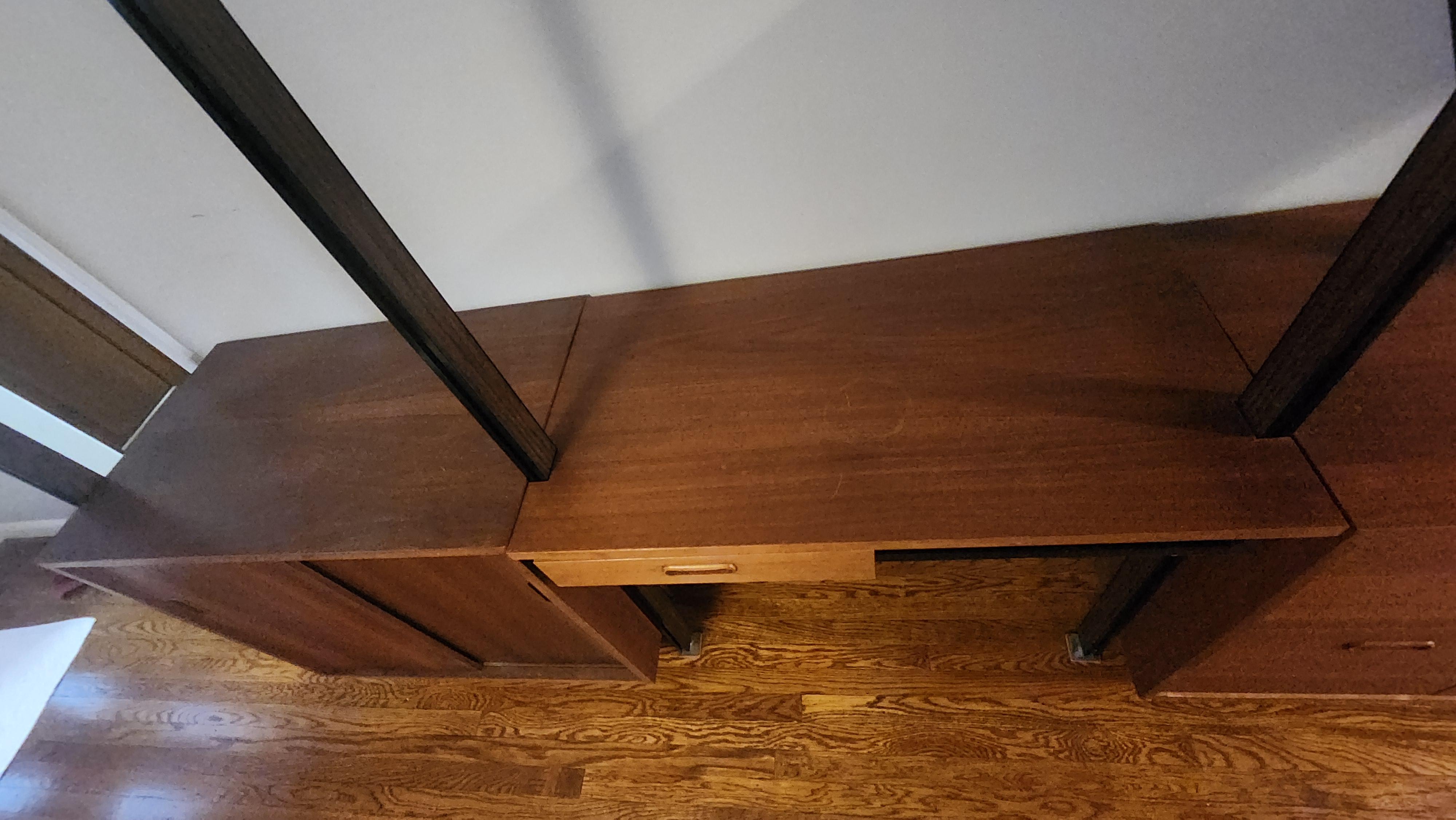 Vintage George Nelson 3 Bay Walnut Omni Wall Unit In Good Condition For Sale In Philadelphia, PA