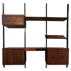 Vintage George Nelson 3 Bay Walnut Omni Wall Unit