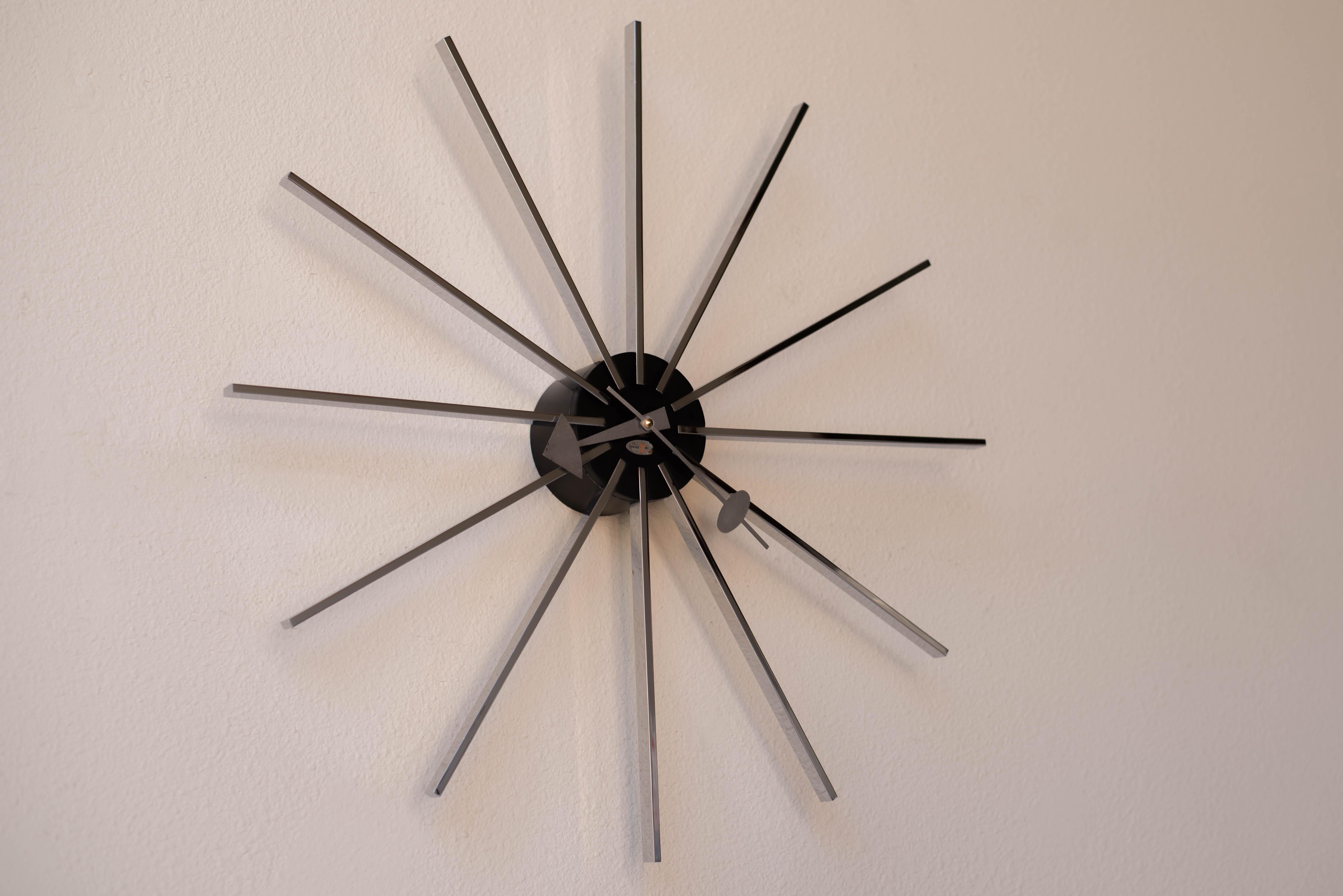 Enameled Vintage George Nelson & Associates Metal Spoke Wall Clock for Howard Miller