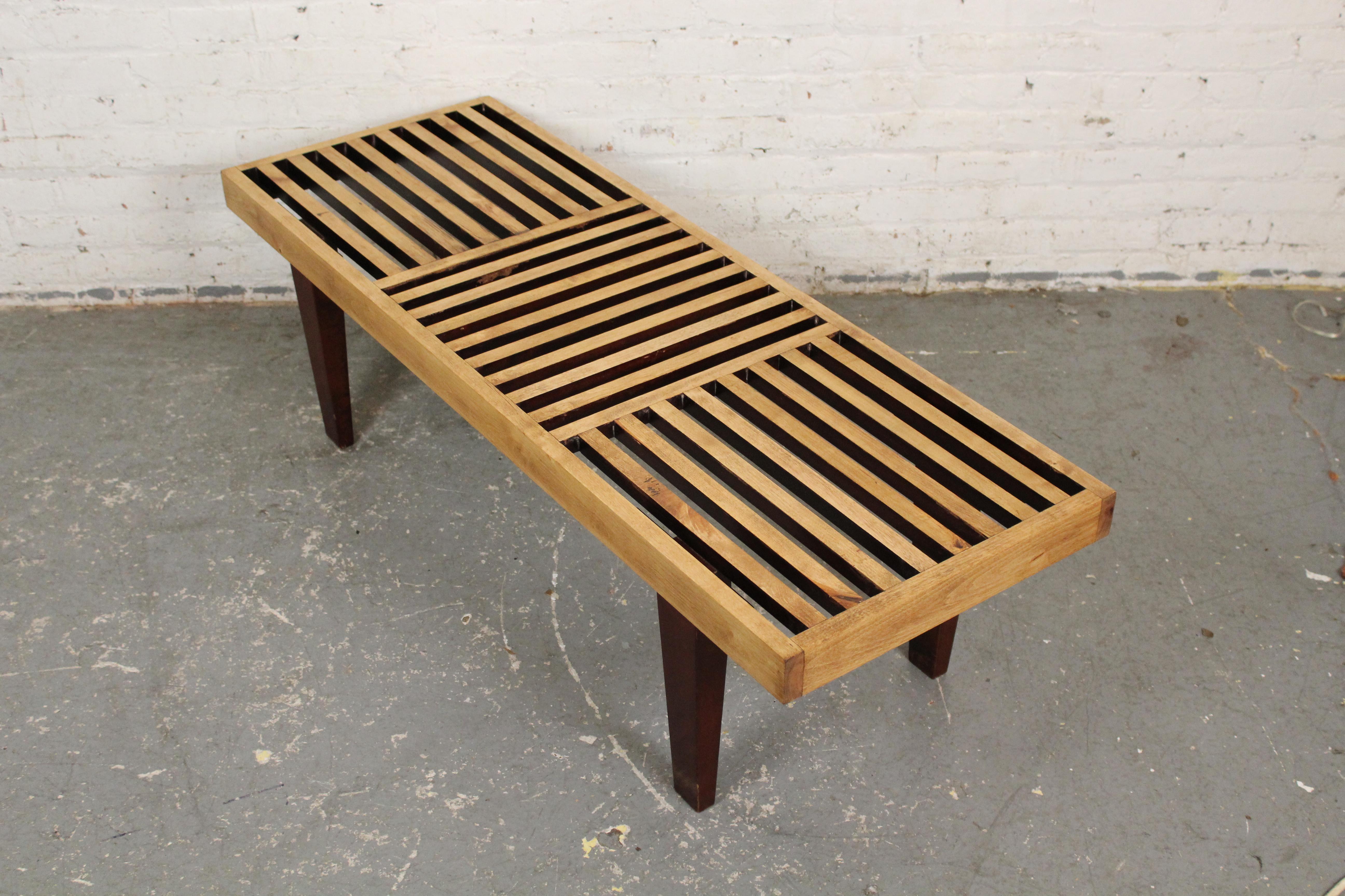 Vintage George Nelson Style Slat Bench For Sale 8