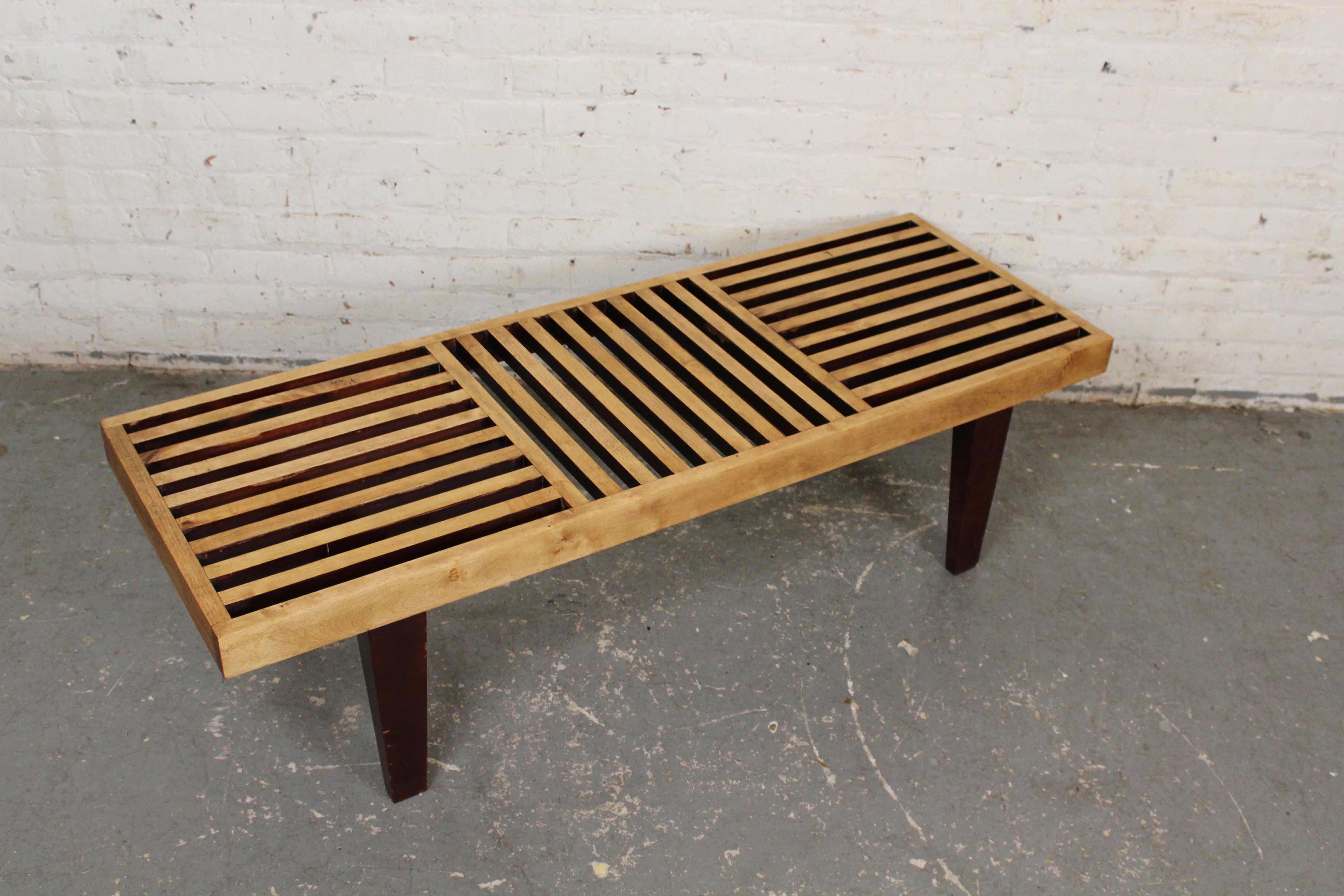 Mid-Century Modern Vintage George Nelson Style Slat Bench For Sale