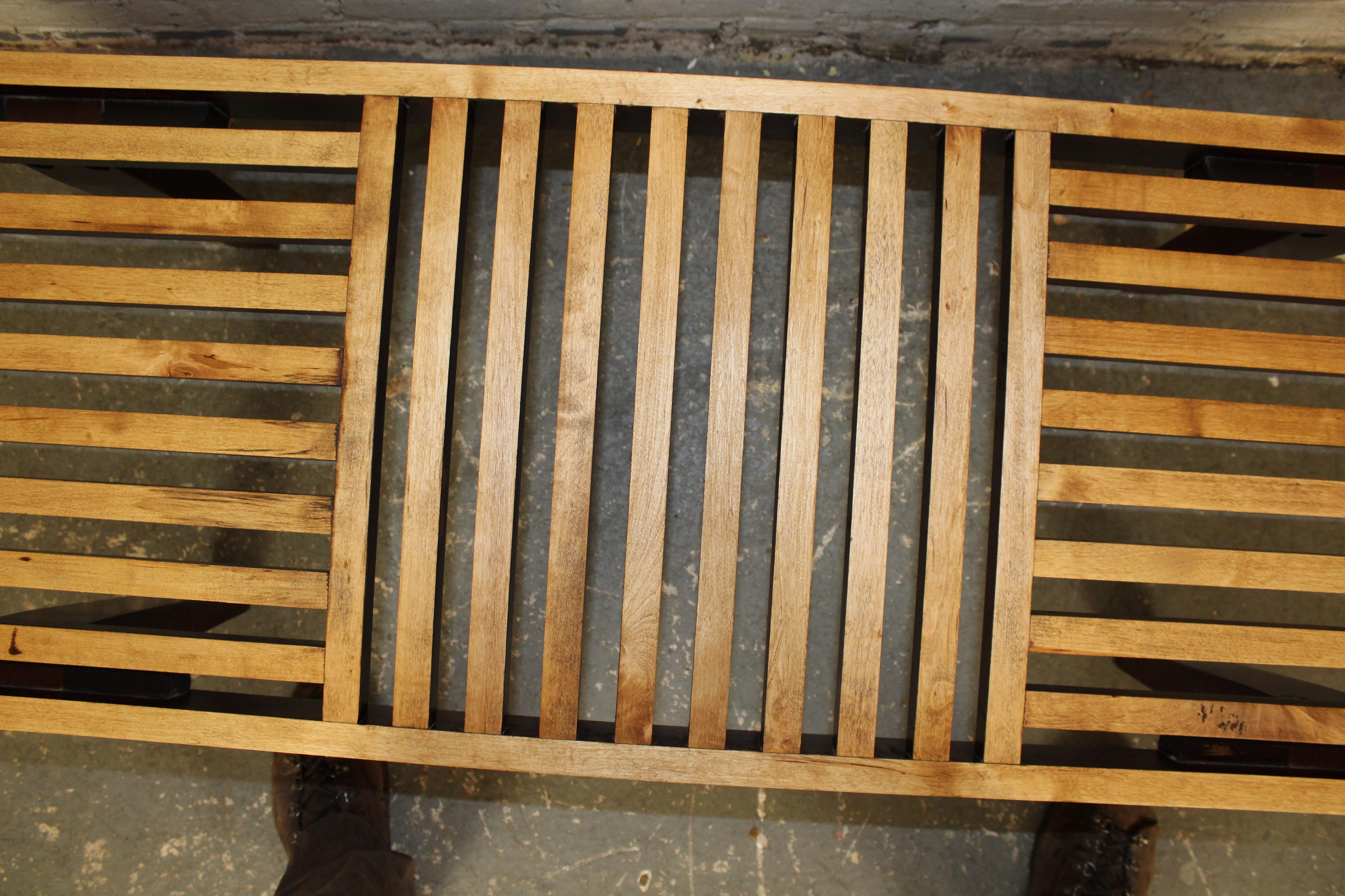 Wood Vintage George Nelson Style Slat Bench For Sale