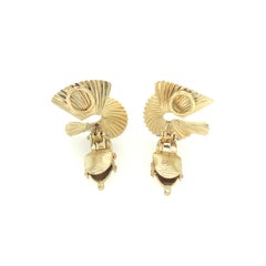 Vintage George Schuler Double Fan Gold Clip-on Ohrringe