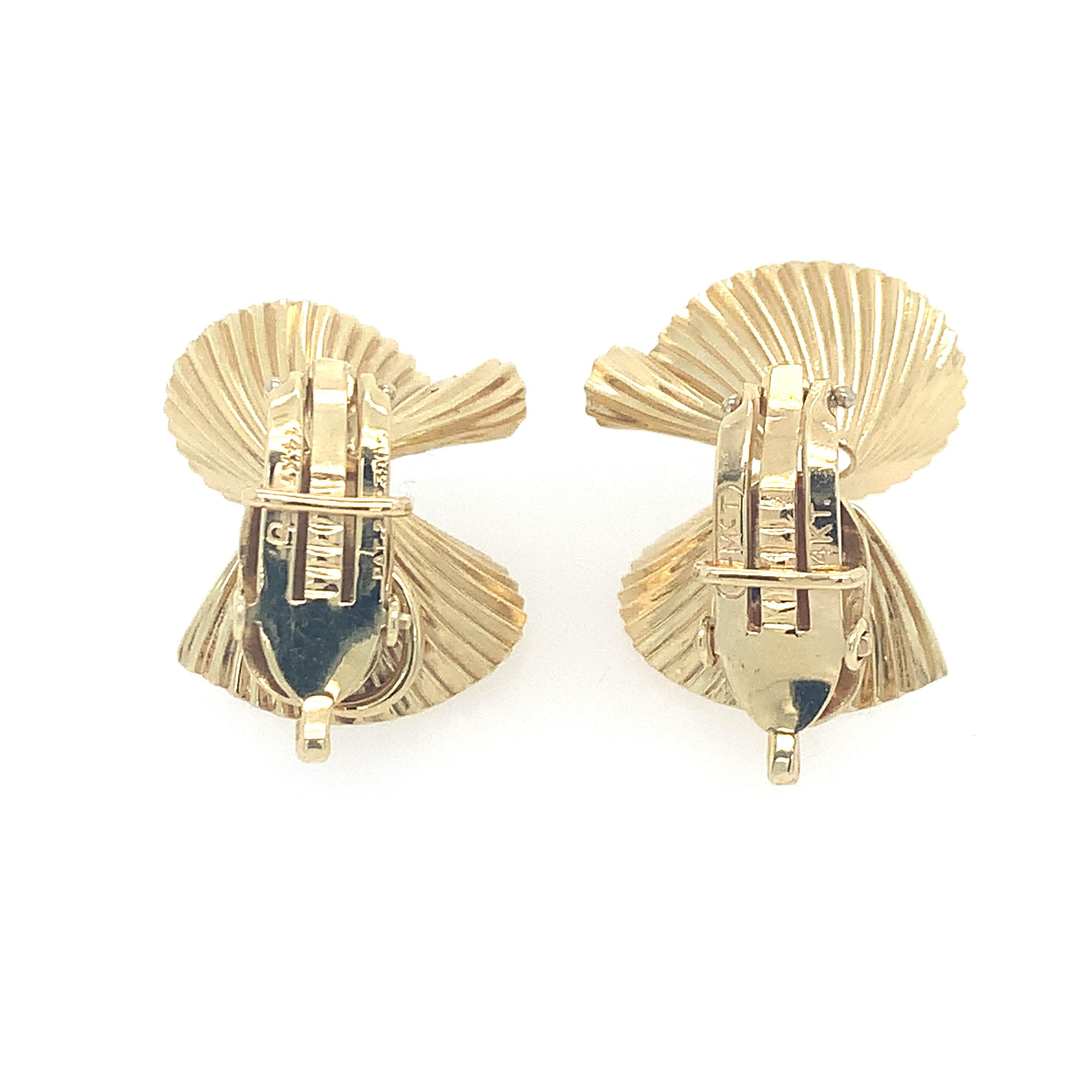 Vintage George Schuler Double Fan Gold Clip-on Ohrringe (Zeitgenössisch)