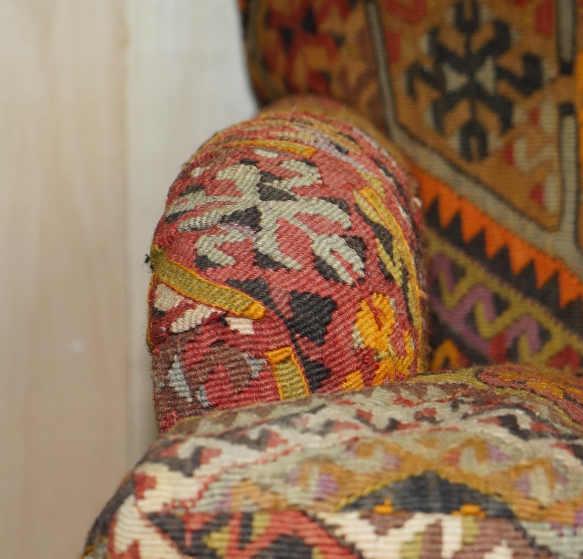 Vintage George Smith Kilim Upholstered Armchair with Feather Cushion 4