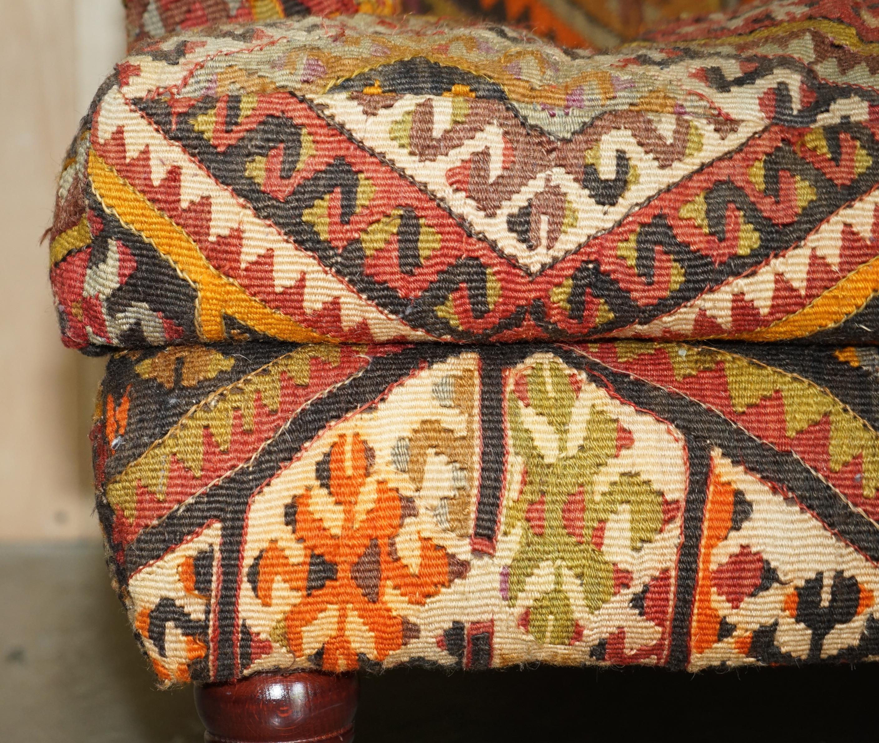 Vintage George Smith Kilim Upholstered Armchair with Feather Cushion 5