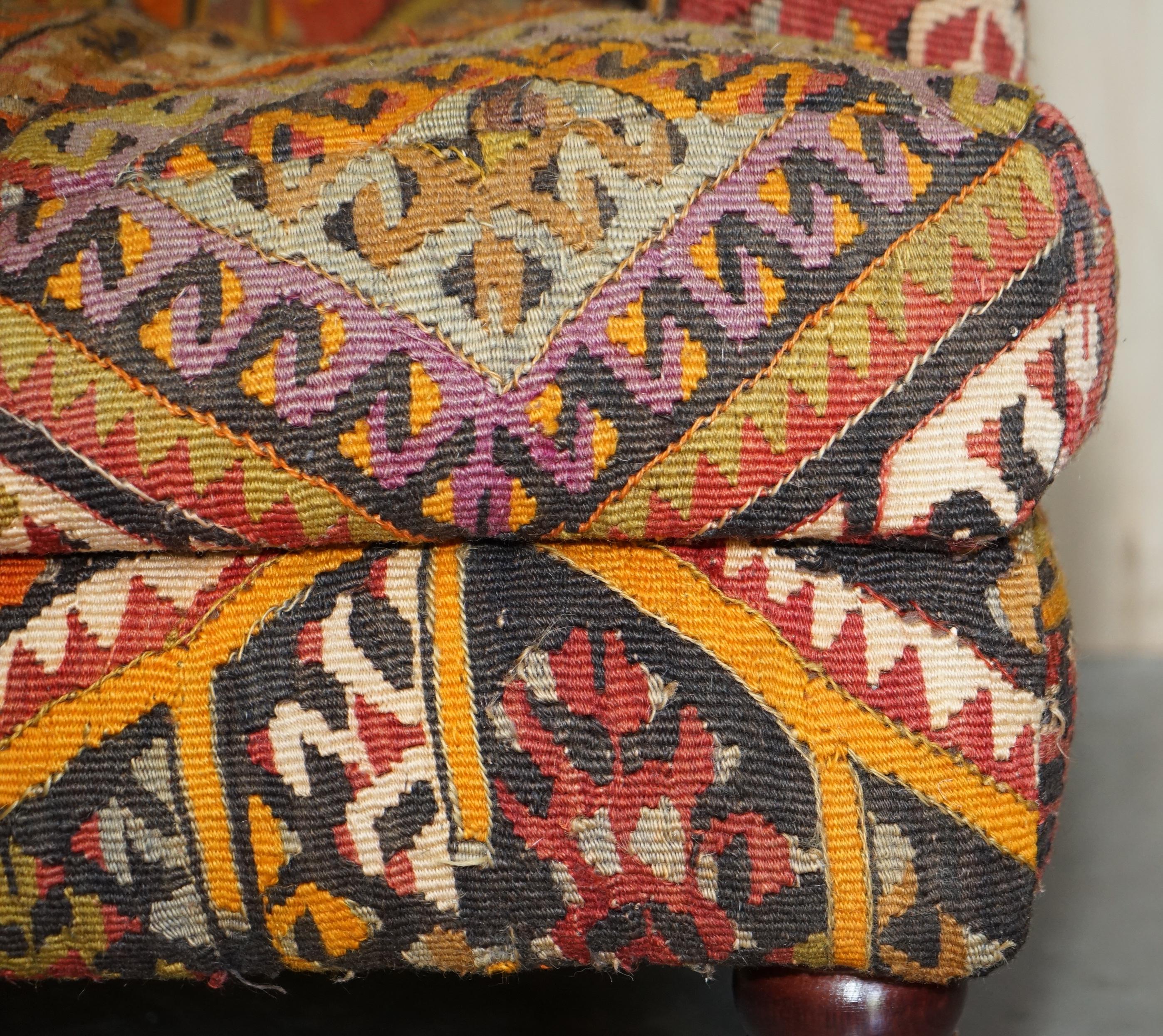 Vintage George Smith Kilim Upholstered Armchair with Feather Cushion 8