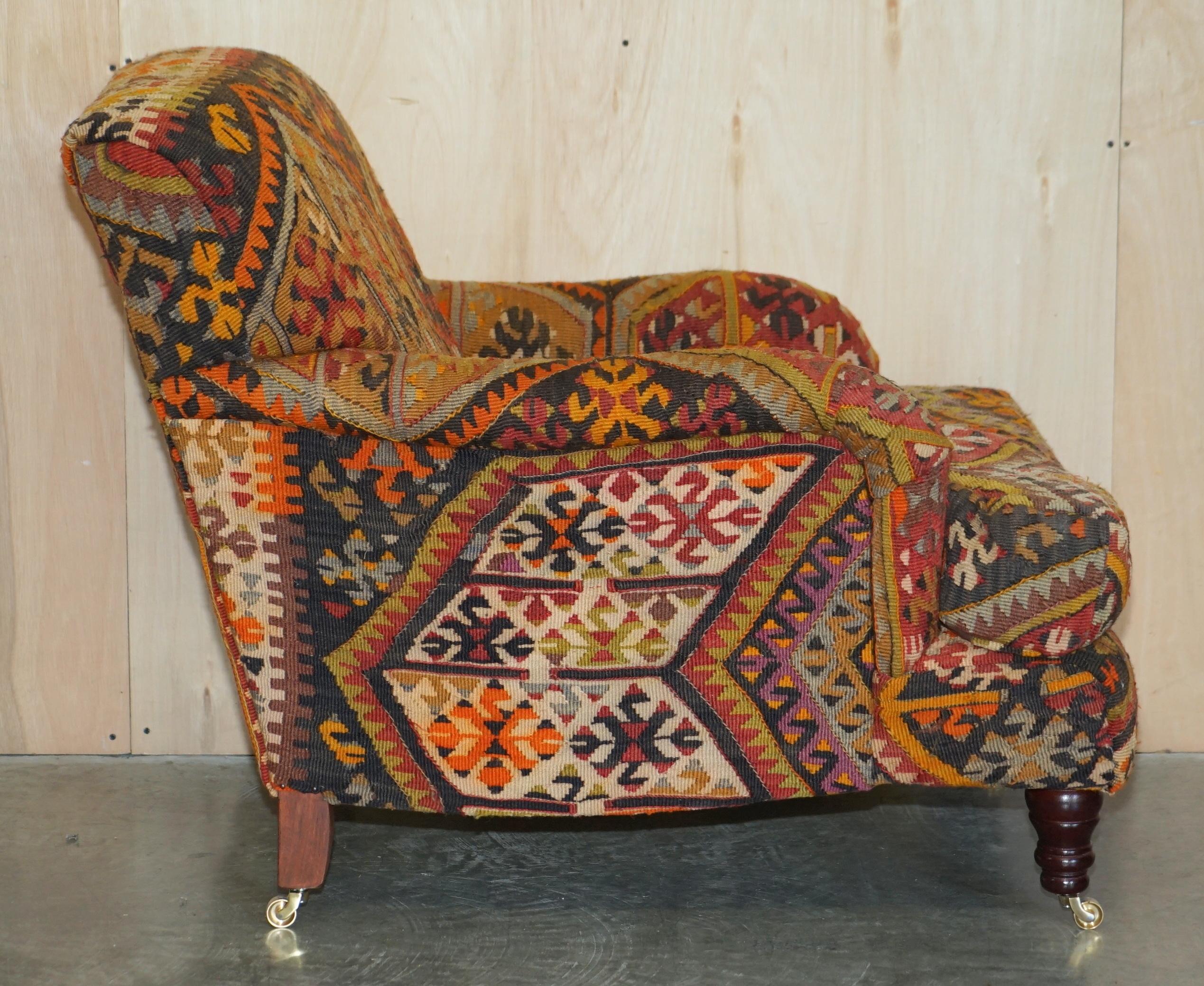 Vintage George Smith Kilim Upholstered Armchair with Feather Cushion 11