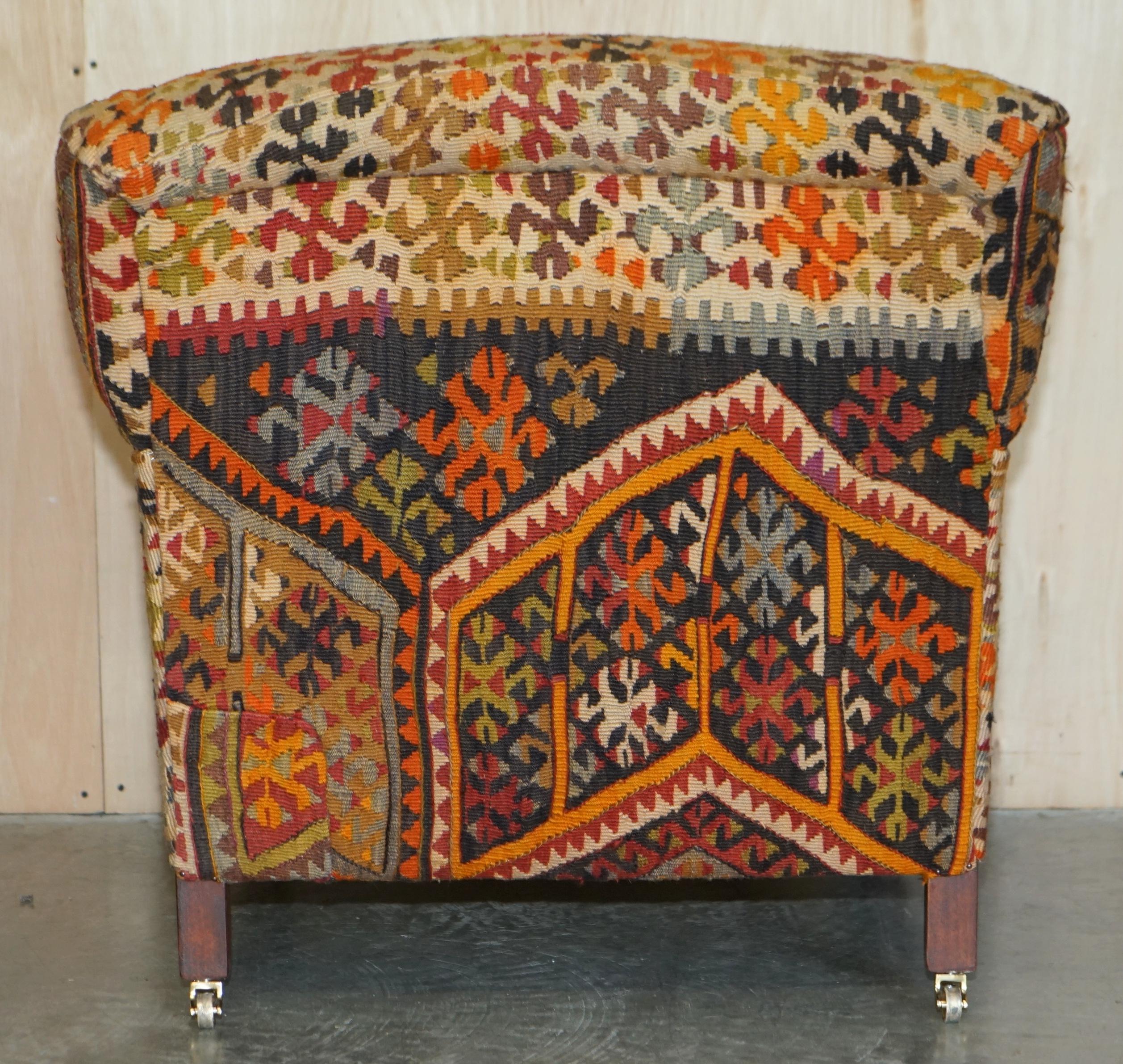 Vintage George Smith Kilim Upholstered Armchair with Feather Cushion 12