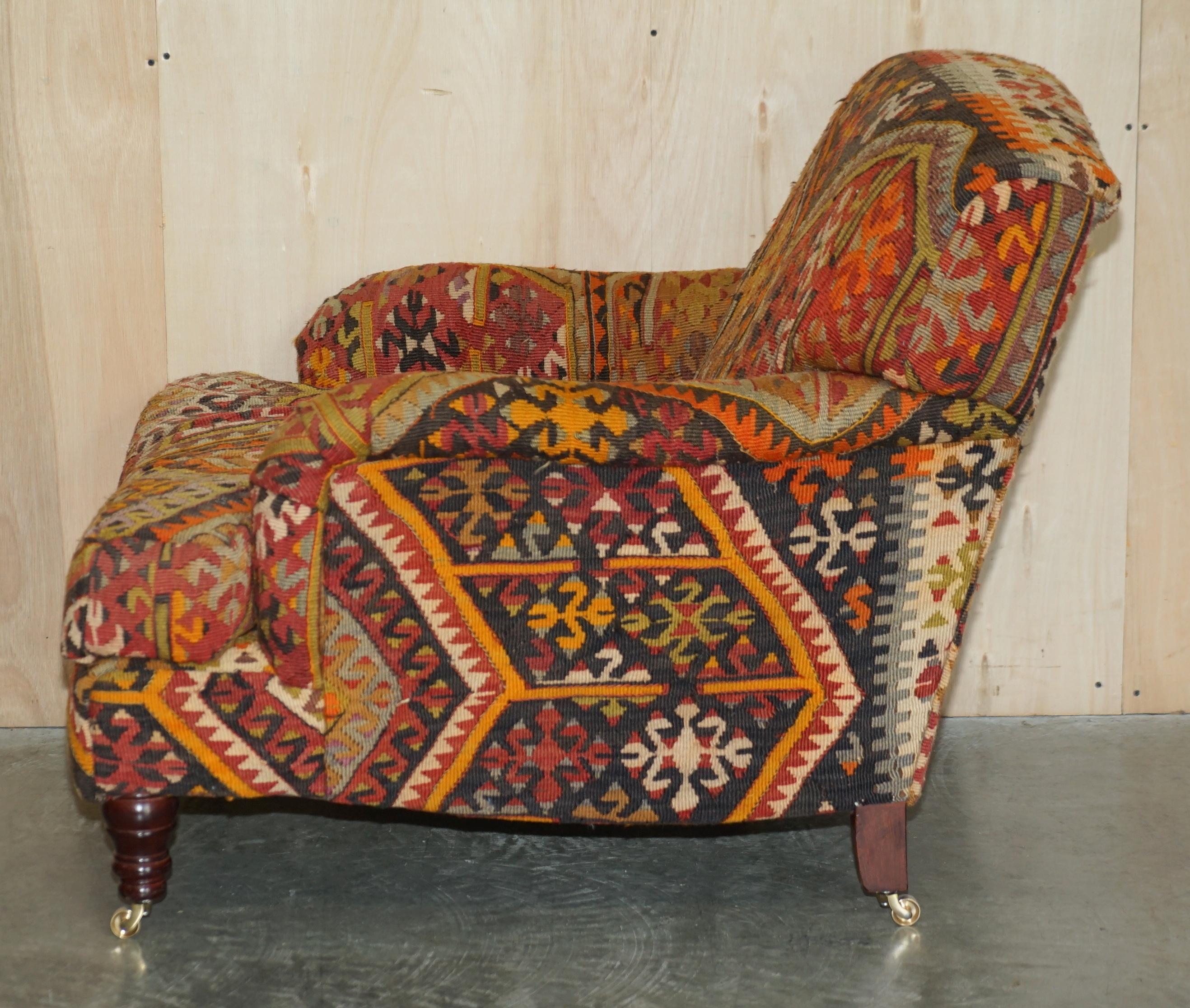 Vintage George Smith Kilim Upholstered Armchair with Feather Cushion 13