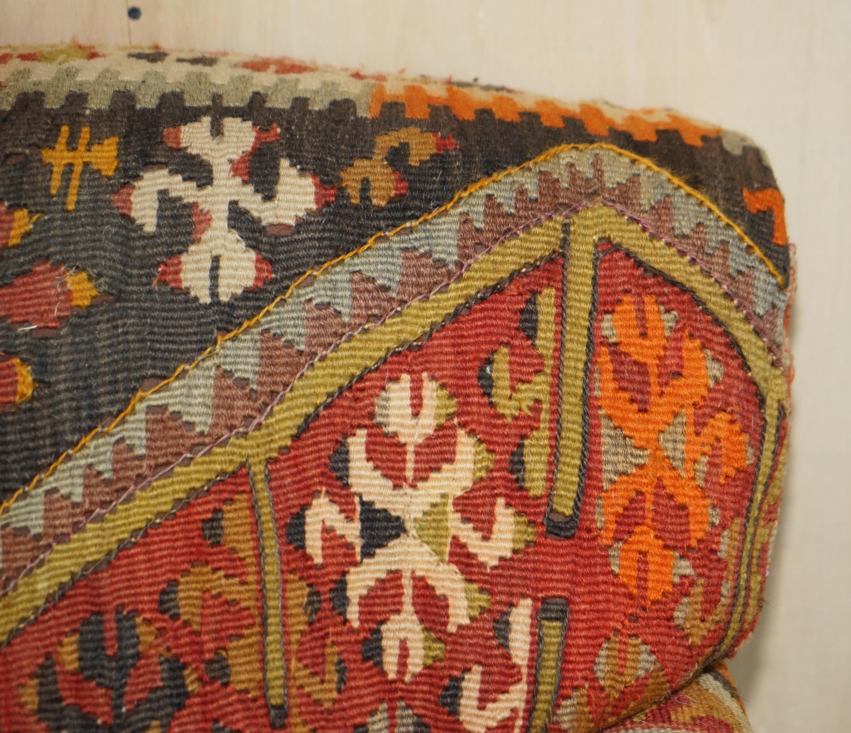 English Vintage George Smith Kilim Upholstered Armchair with Feather Cushion