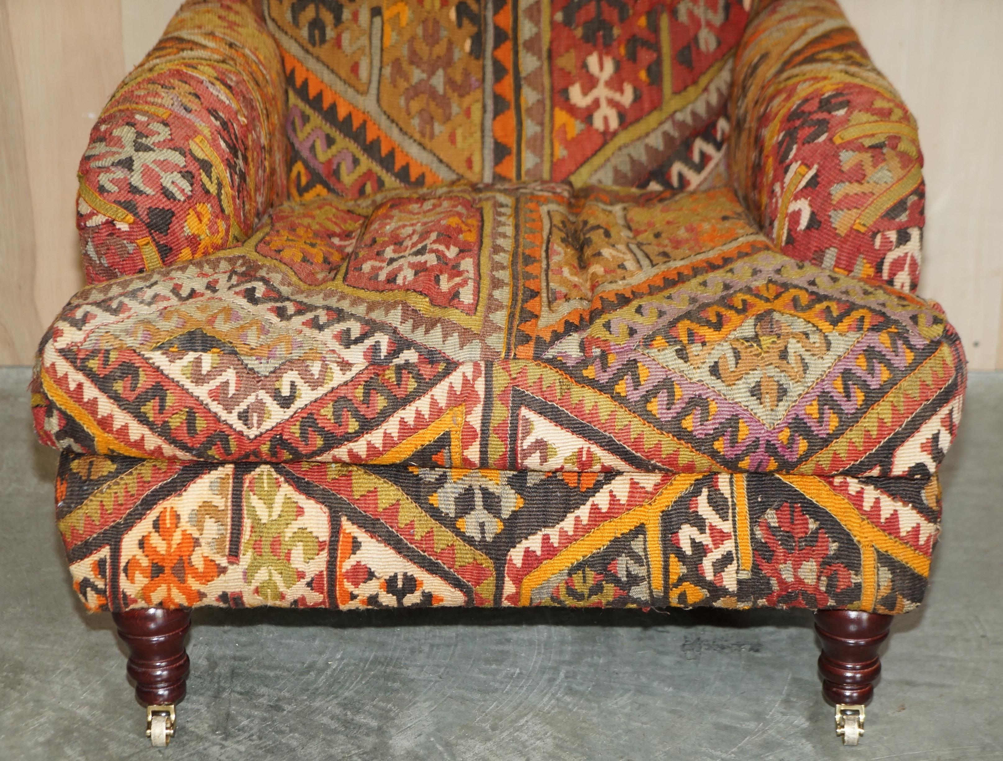 20th Century Vintage George Smith Kilim Upholstered Armchair with Feather Cushion