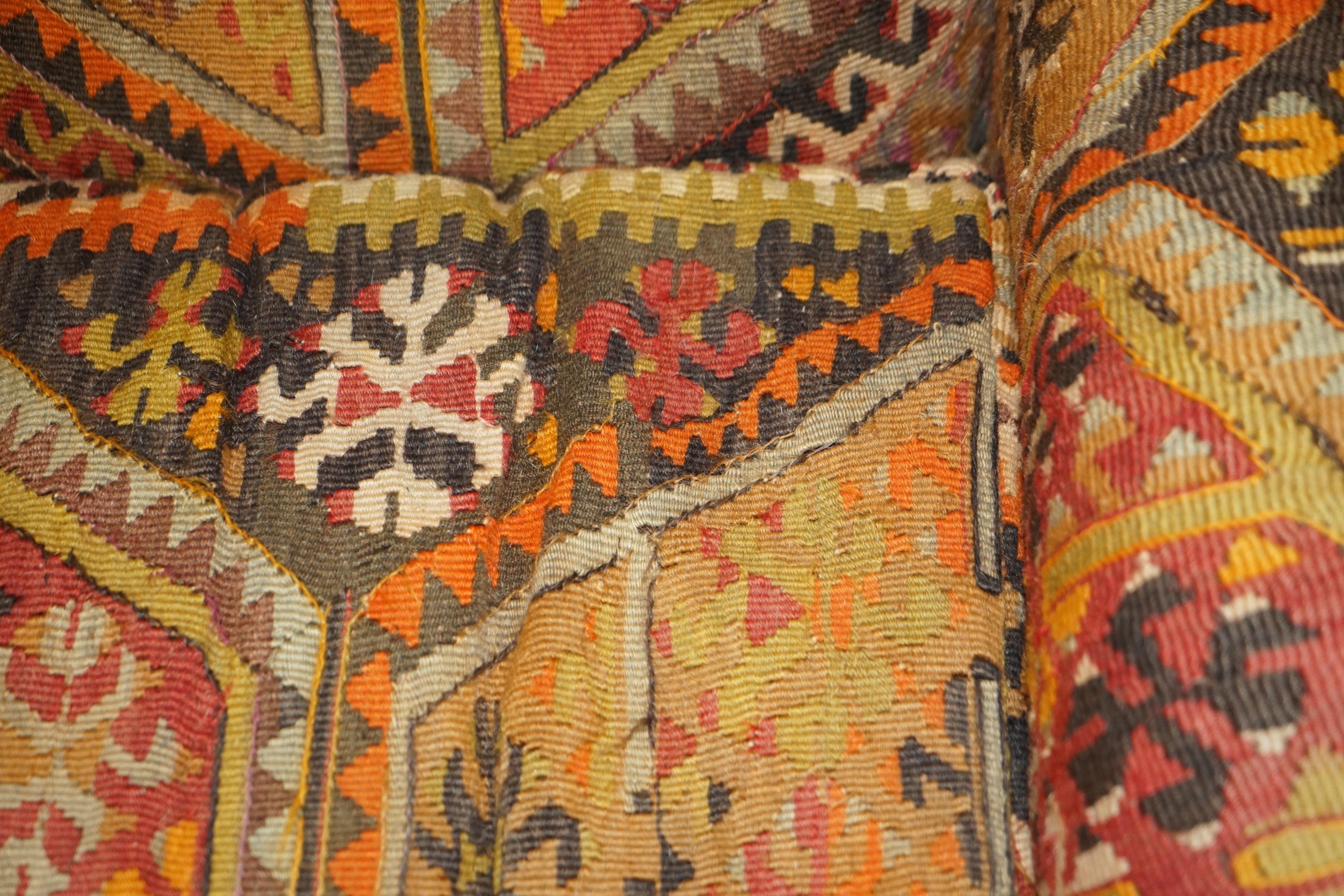 Upholstery Vintage George Smith Kilim Upholstered Armchair with Feather Cushion