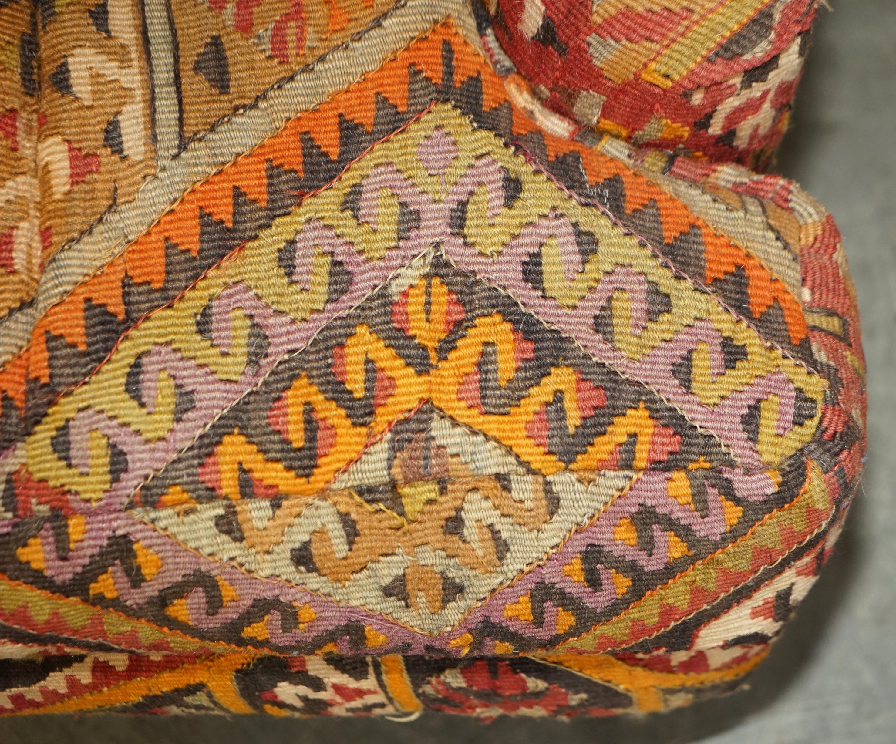 Vintage George Smith Kilim Upholstered Armchair with Feather Cushion 1