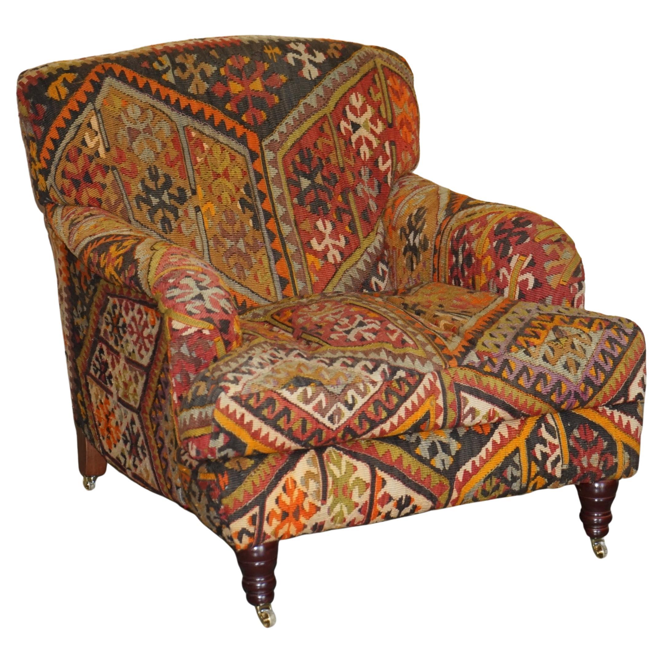 Vintage George Smith Kilim Upholstered Armchair with Feather Cushion