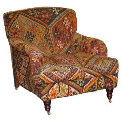 Fauteuil Kilim vintage tapissé George Smith avec coussin en plumes