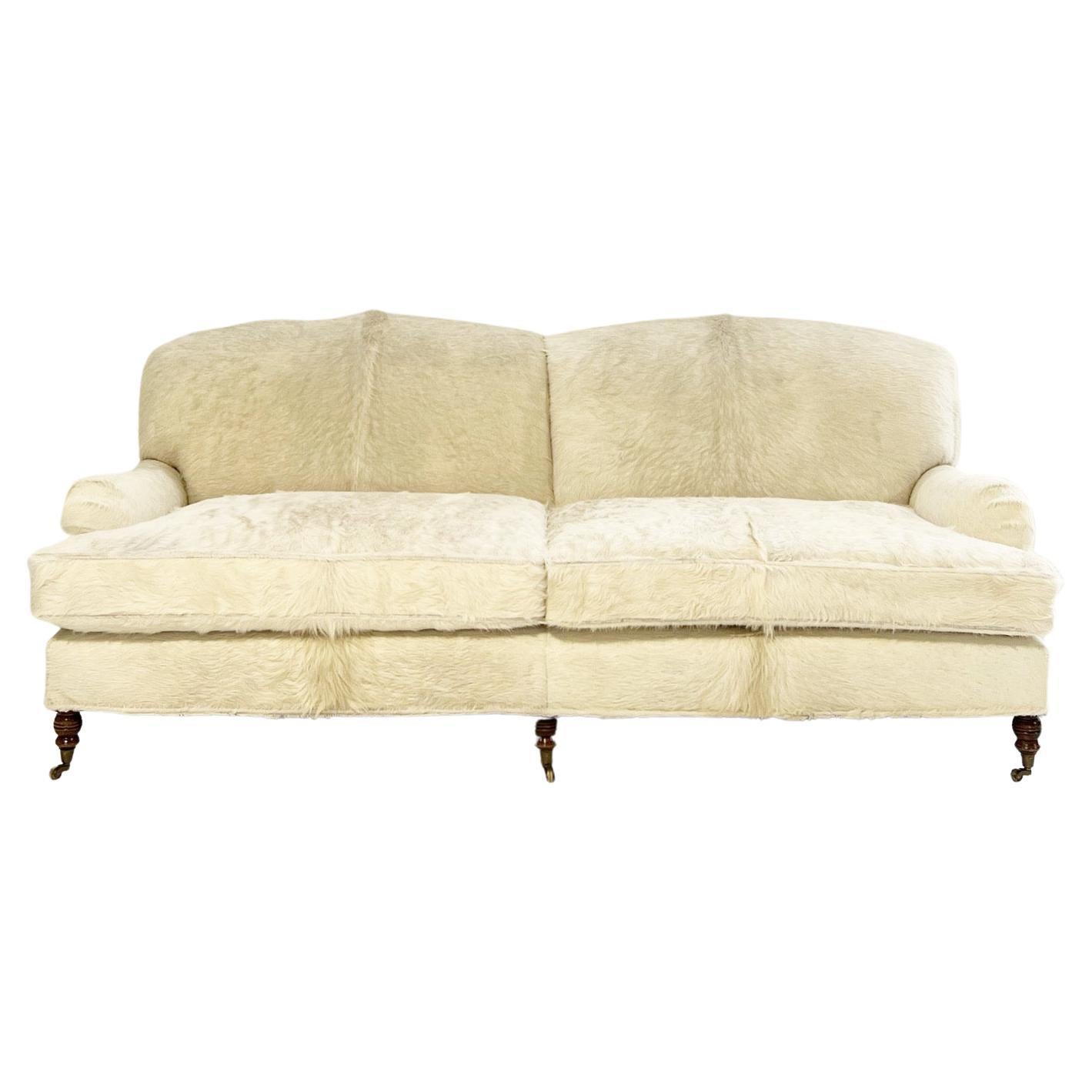 ON HOLD Vintage George Smith Signature Sofa Restored in Brazilian Cowhides For Sale