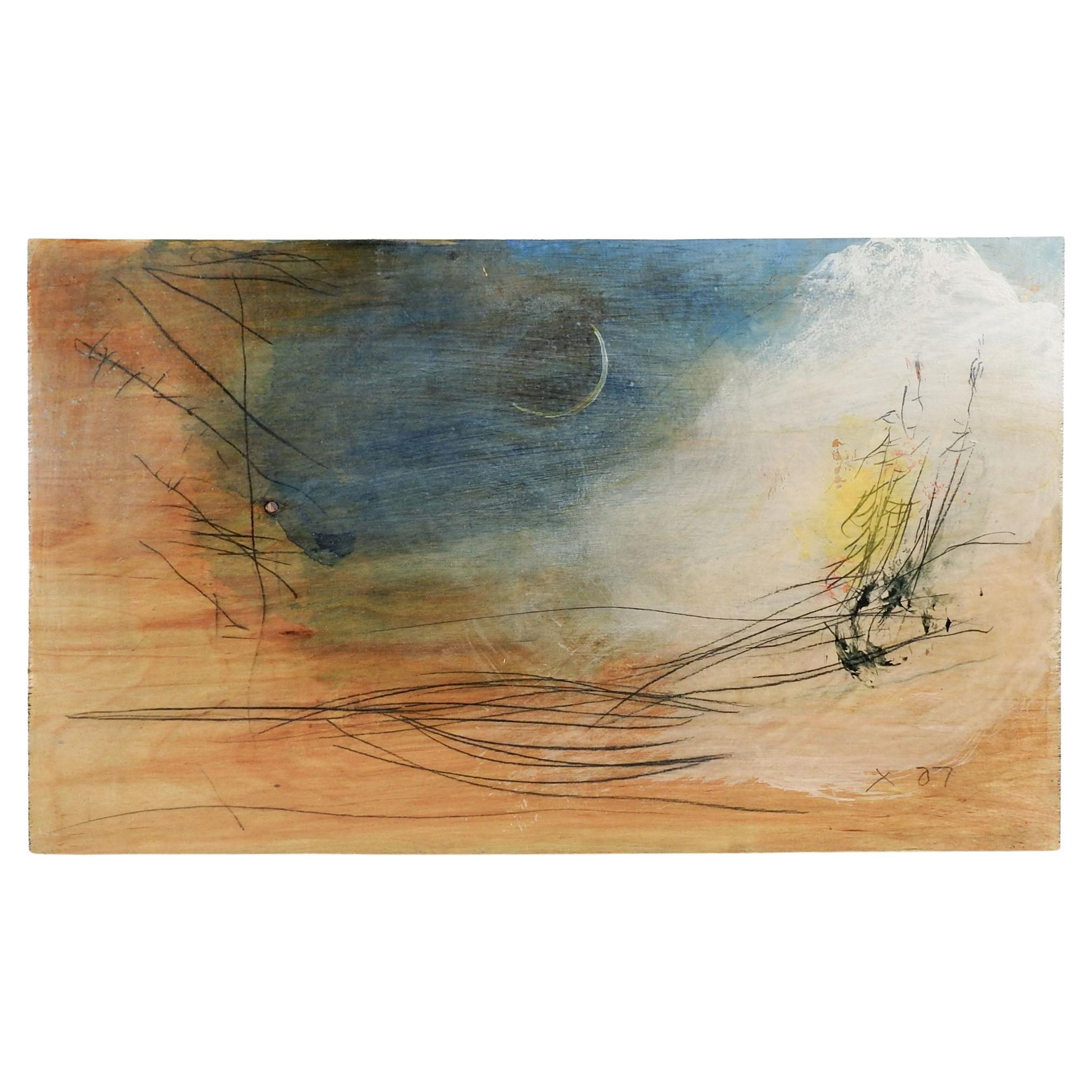 George Turner - Peinture de paysage de soirée abstraite vintage
