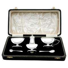 Vintage George VI Art Deco Sterling Silver Condiment Set (1948)
