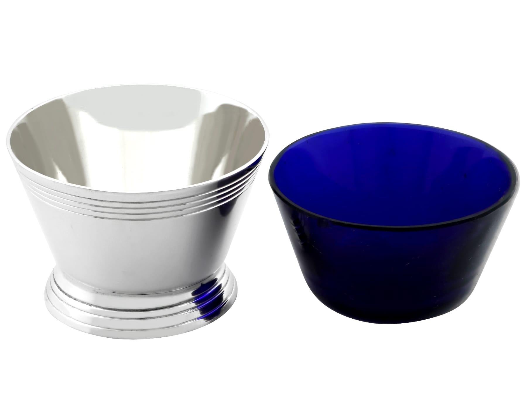 Service à condiments vintage de style Art déco George VI en argent sterling (1947) en vente 2