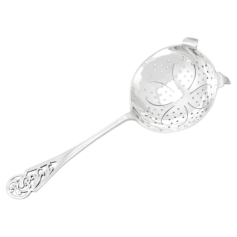 Vintage VI Sterling Silver Tea Strainer For Sale at 1stDibs