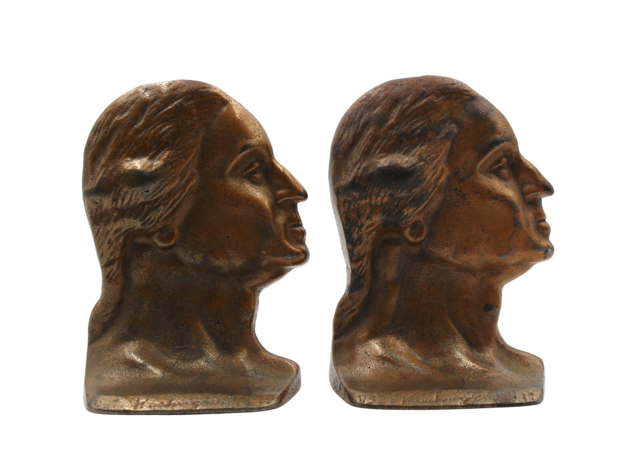 Mid-20th Century Vintage George Washington Bicentennial Bust Bookends, Circa 1932
