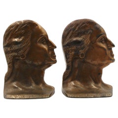 Antique George Washington Bicentennial Bust Bookends, Circa 1932